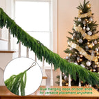 2Pcs 9Ft Christmas Garlands Norfolk Pine Garland Faux Greenery Pine Garland for Christmas Holiday Winter Wall Mantle Fireplace Staircase Indoor Outdoor Decoration