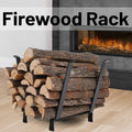 Outdoor Firewood Rack Wood Storage Log Rack Carrier Metal Holder Black 20 Inch