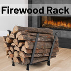 Outdoor Firewood Rack Wood Storage Log Rack Carrier Metal Holder Black 20 Inch