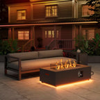 42 In. 50,000 BTU Outdoor Propane Fire Pit Table with Golden LED Light