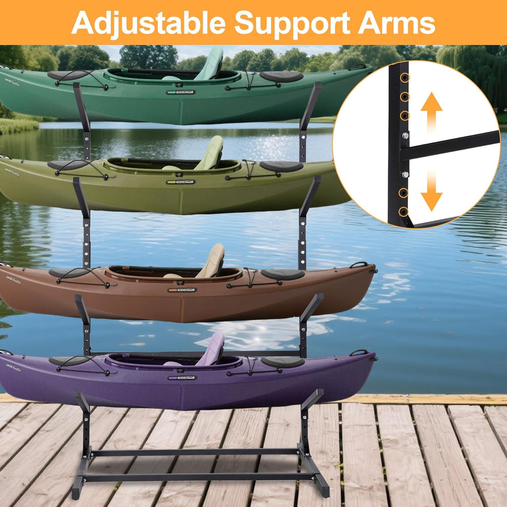 Kayak Storage Rack, Adjustable Kayak SUP Stand, Weatherproof and Heavy Duty Surfboard Storage Rack, Hold up Kayaks, Sups, Paddleboards, Canoes