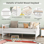 Wooden Full Size Daybed Frame with Guardrails