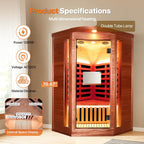 Corner Sauna for One Person Far Infrared Sauna Low-Emf African Mahogany Wood 1300W Indoor Saunas Wood Wax Oil on Outer Surface 37 * 37 * 71Inch