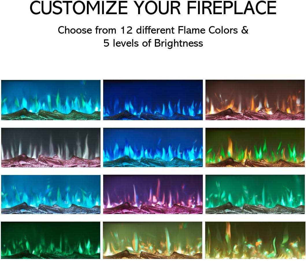 Electric Fire Place Heater for the Wall Mount, Living Room Black 30 Inches/12 Flame Colors