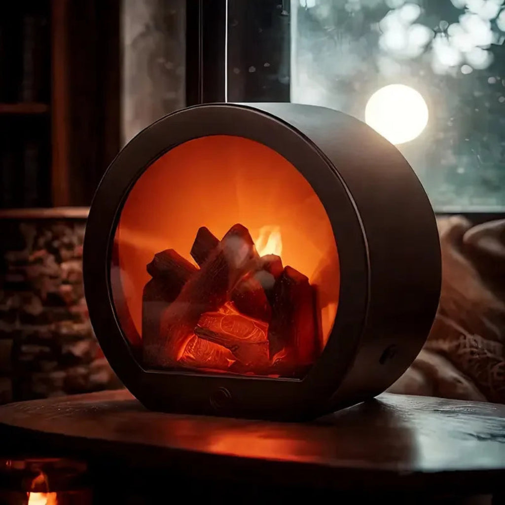LED Fireplace Lamp Realistic Flame Battery USB Powered Vintage Style for Indoor Room Terrace Christmas Halloween Tabletop Decor