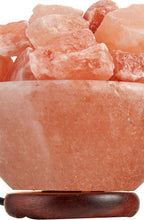 Himalayan Salt Lamp Bowl with Natural Crystal Chunks, Dimmer Cord and Classic Wood Base Premium Quality Authentic from Pakistan