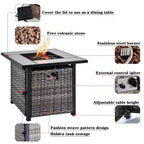 Mars Gray 9-Piece 7-People Wicker Patio Conversation Fire Pit Sofa Set with Red Orange Cushion and Swivel Rocking Chairs