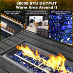48 In. Propane Gas Fire Pit Table with Fabric Cover and Glass Beads, Brown