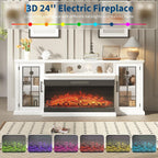 Fireplace TV Stand, 75'' TV Stand with 40" Fireplace, Electric Fireplace Heater, Entertainment Center with Frame and LED Light Colors, TV Console Cabinet