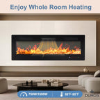 50 Inch Electric Fireplace Wall Mounted/Recessed/Free Standing Space Heater with Remote Control Adjustable Flame Colors Touch Screen Energy Saving, Black