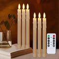 6Pack Flameless Taper Candles with Remote Timer, 9.84'' LED Fake Electric Candlesticks,Battery Operated Dripless 3D Flickering Flame Window Candles,Ivory