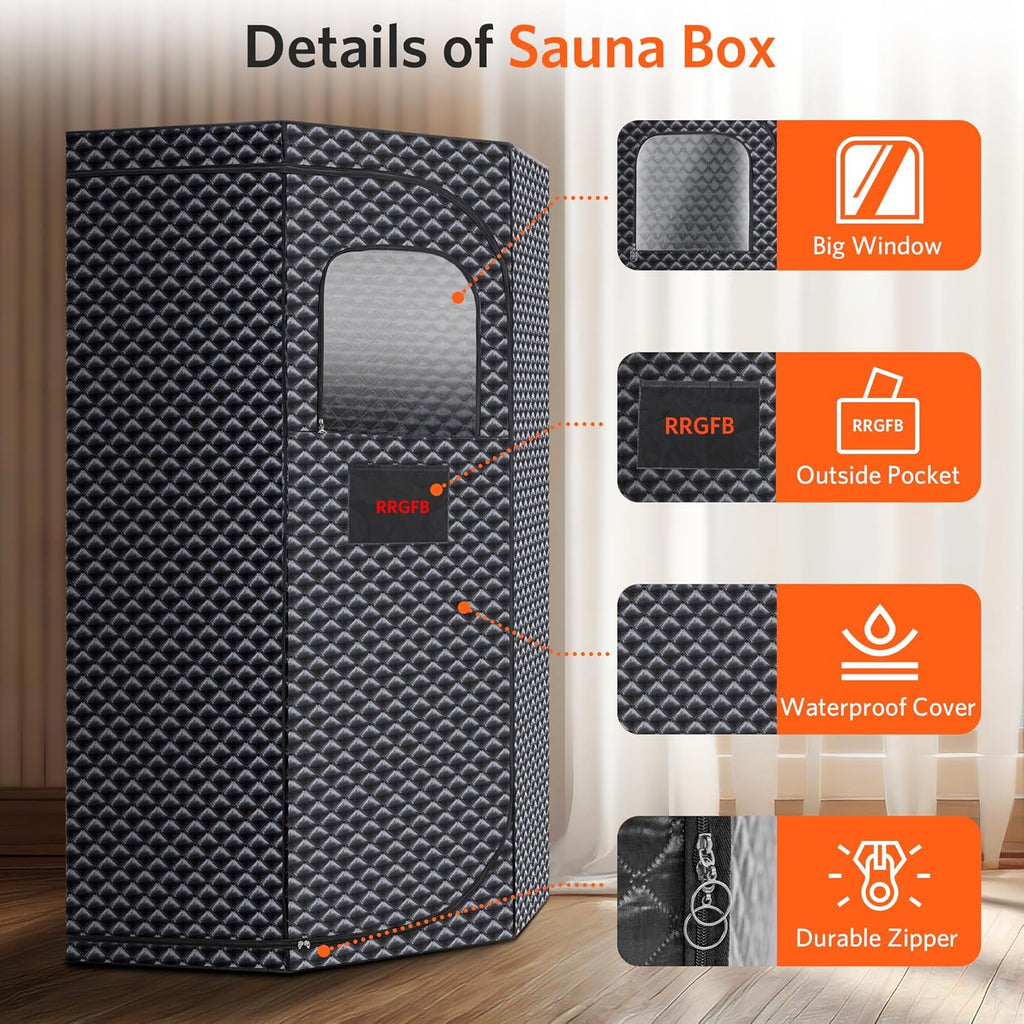 Portable Sauna for Home, Portable Steam Tent for Home Detox and Relaxation, Includes 3L Steamer, Remote Controller, Folding Chair, Adjustable Timer 1-60 Min, Large Size
