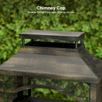 37 In. Steel Outdoor Wood Burning Fireplace with Wood Storage Rectangular Freestanding