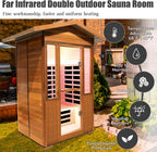 2 Person Outdoor Sauna Infrared Saunas Dry Sauna Room 120V Red Cedar and Canadian Hemlock Wood Wooden Sauna Spa 1800W APP Control 7 Color Light 48.8 * 37 * 87.4Inch