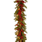 30 LED Lights Christmas Garland 180Cm/6 Feet Green Artificial Pine Tree Decor Pine Cone Berry Ornament