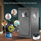 Full Size Home Sauna, Portable Steam Sauna for Home Spa, One Person Foldable Lightweight, Full Body Sauna Tent for Relaxation, 1500W & 4L Steamer Generator, Remote Control, Foldable Chair