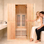 Infrared Home Sauna Room for 2 Persons Sauna Spa Room Hemlock Wood Infrared Sauna Cabin Dry Sauna with Full Spectrum Radiator, LED Light, Bluetooth, MP3, USB (2 Person Sauna Room)