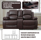 Manual Leather Recliner Sofa Set for Living Room Furniture Sets,Reclining Couch Set, Leather Couch Set for Living Room/Lounge/Club/Apartment(Brown,Sofa+Loveseat+Chair)