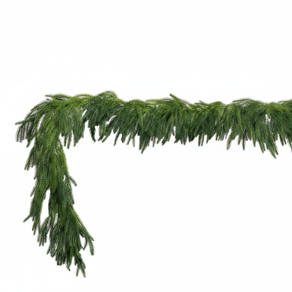 2Pcs 9Ft Christmas Garlands Norfolk Pine Garland Faux Greenery Pine Garland for Christmas Holiday Winter Wall Mantle Fireplace Staircase Indoor Outdoor Decoration