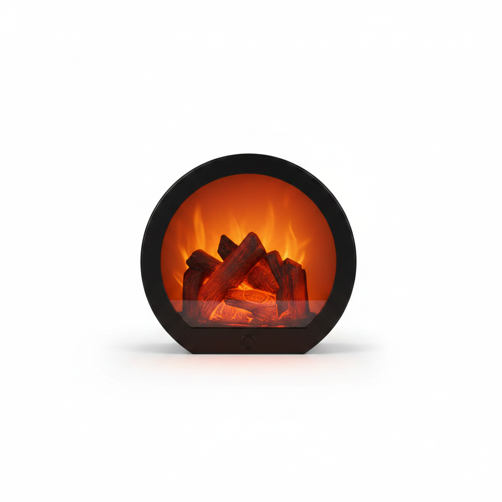 LED Fireplace Lamp Realistic Flame Effect Vintage Style USB Battery Powered Light for Indoor Room Christmas Halloween Decoration